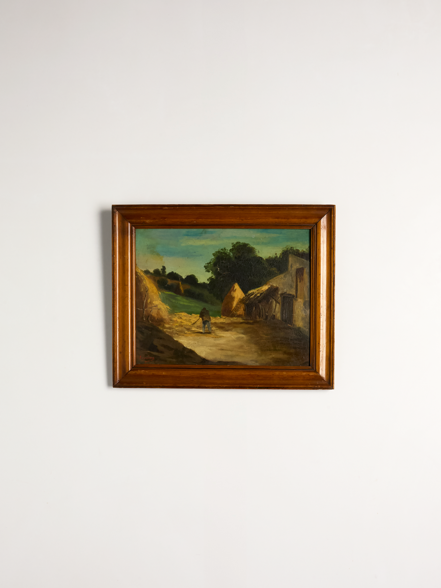 Vintage French Haystack Painting on white background