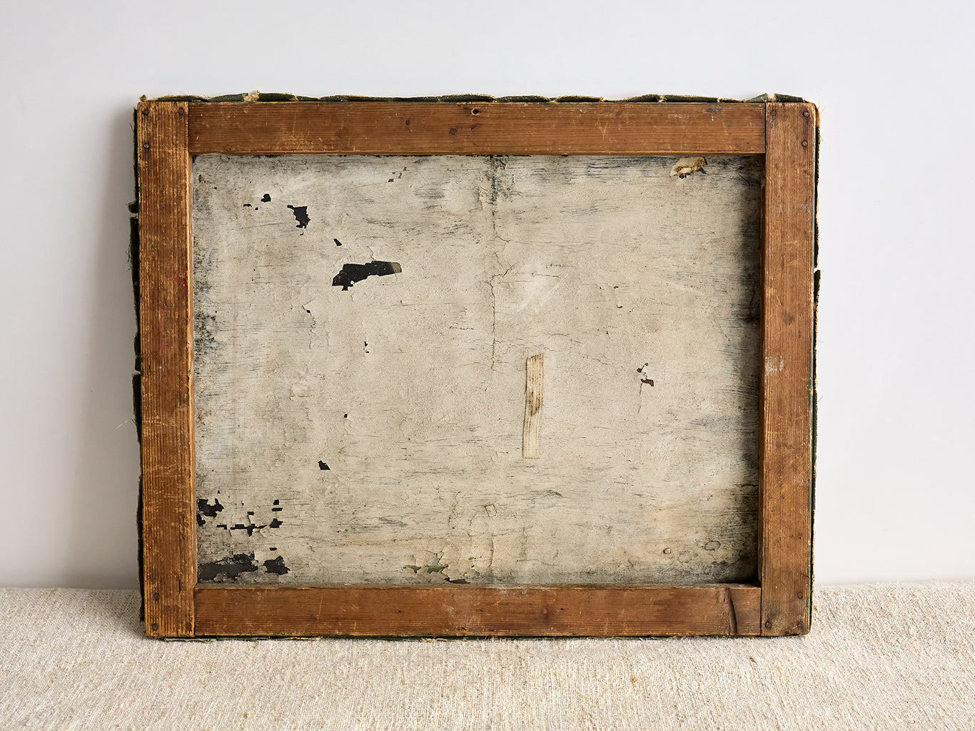 Back of Vintage French Apples Still Life Painting, wood framing