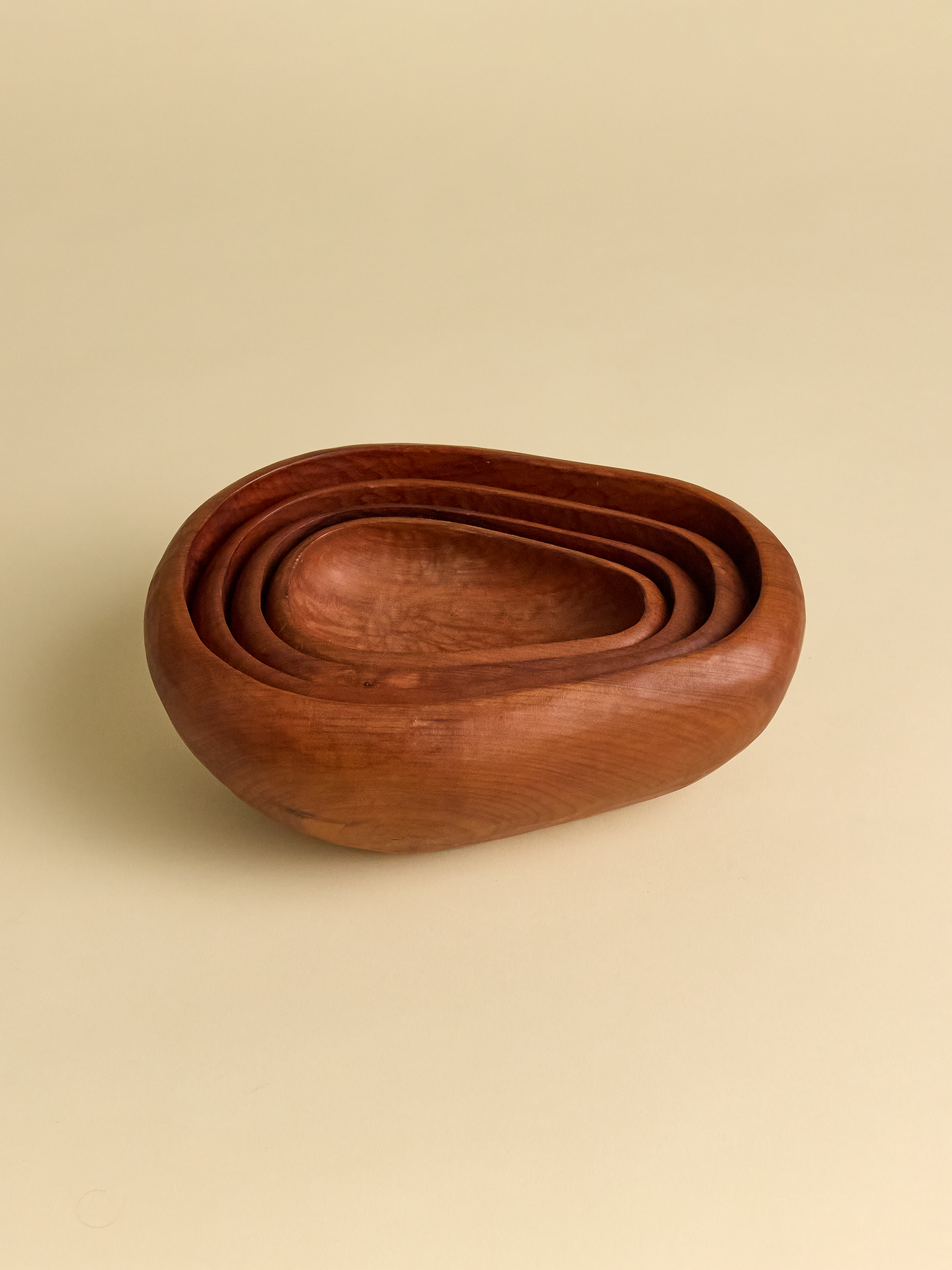 Top view of Hand Carved Rauli Nesting Bowls