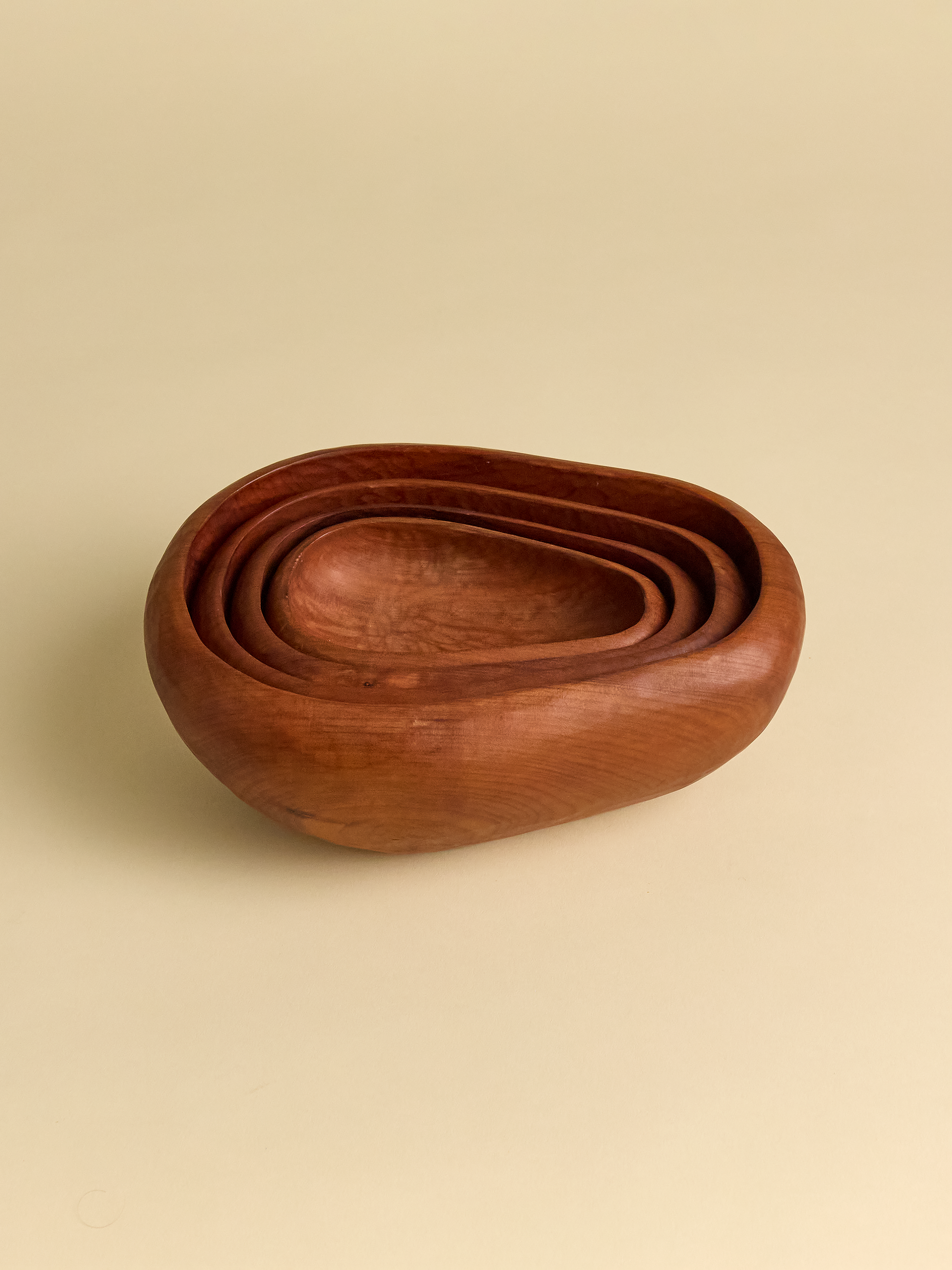 Top view of Hand Carved Rauli Nesting Bowls
