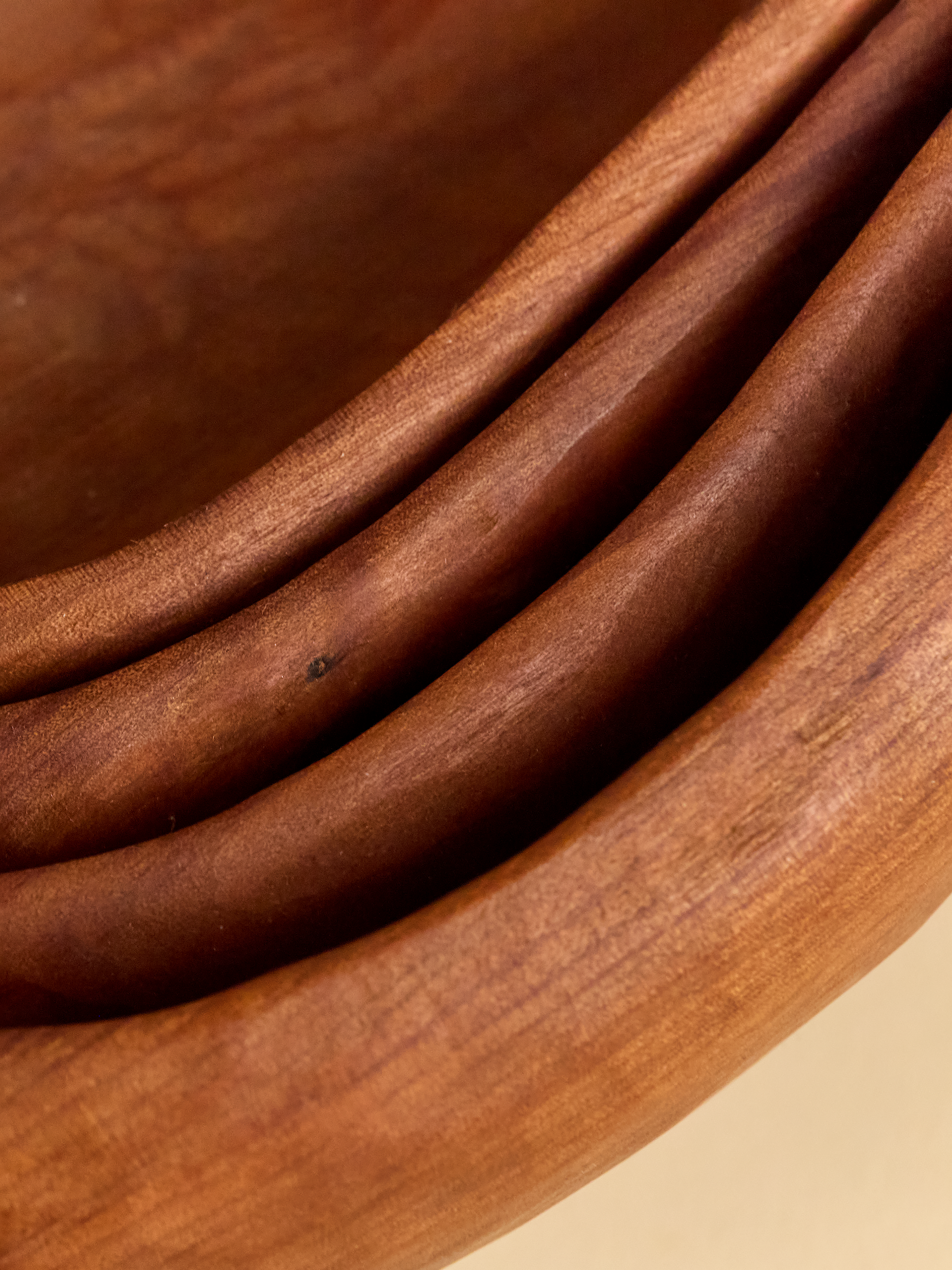 Close up of Hand Carved Rauli Nesting Bowls wood patterns