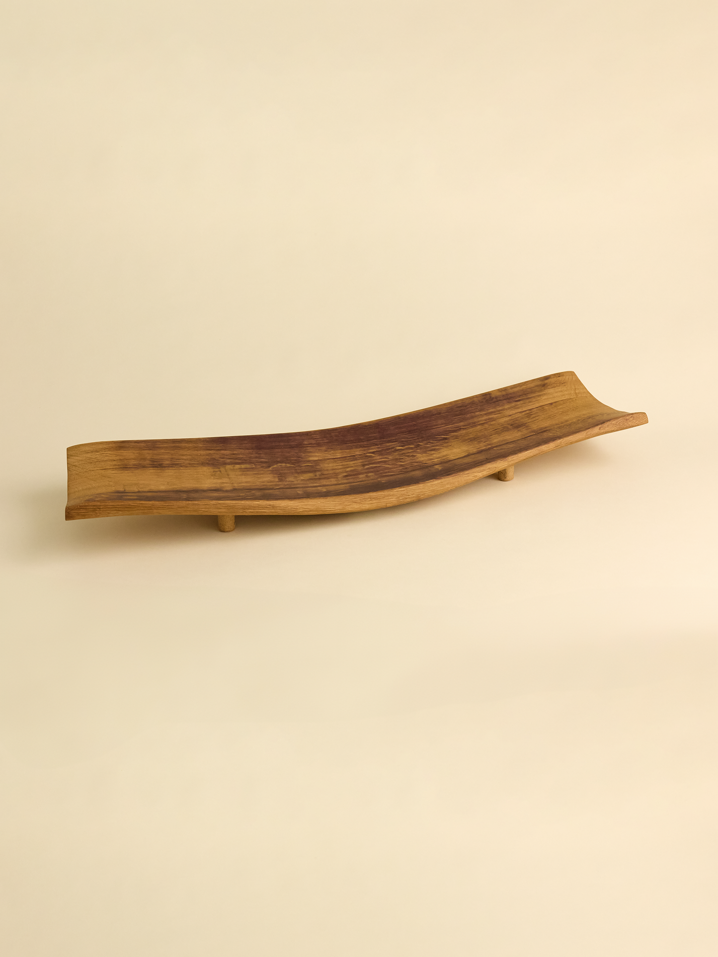 French Oak Barrel Platter view from afar on neutral background