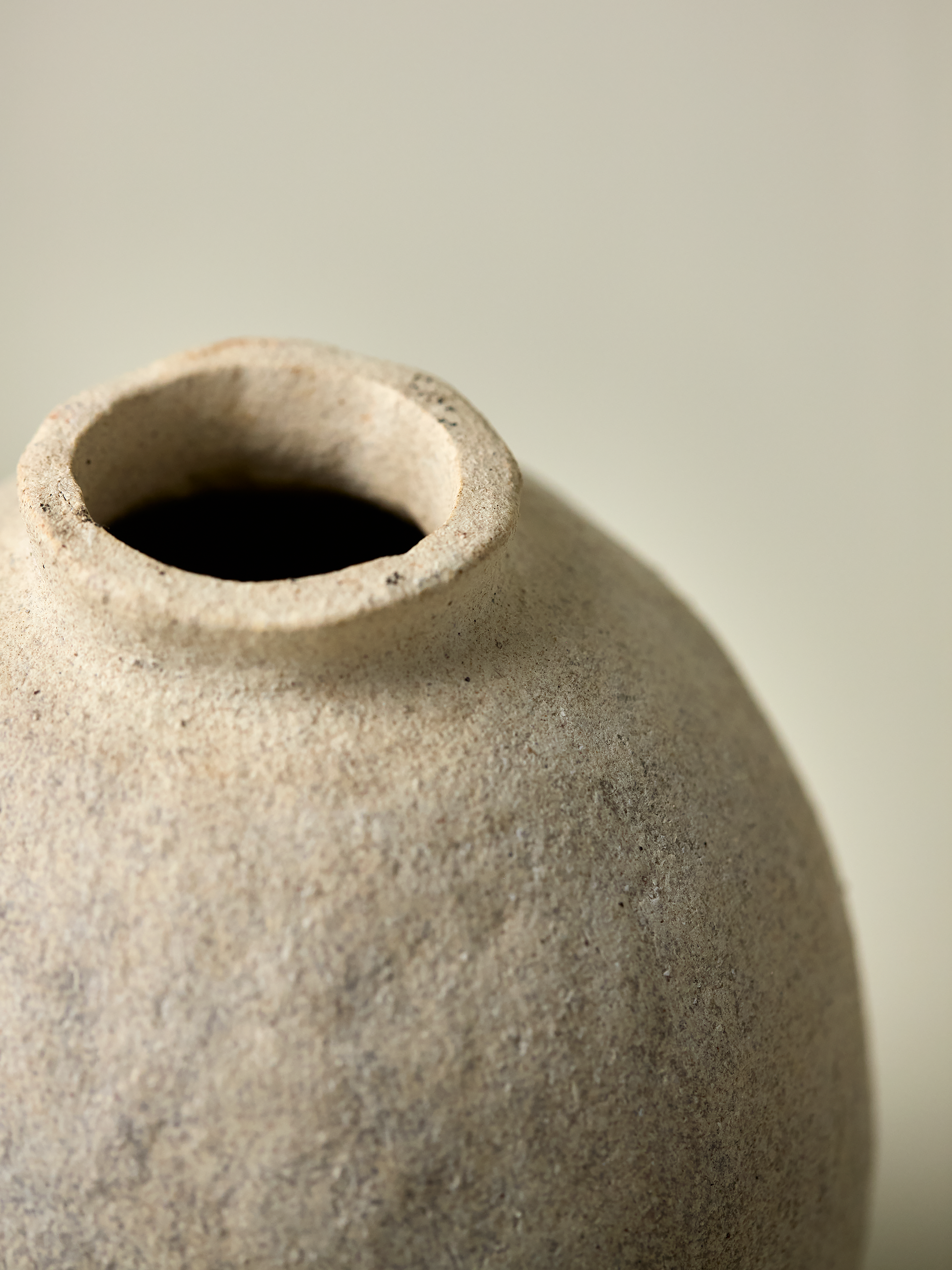 Top view of Pascale Vaquette stoneware vase with unglazed finish