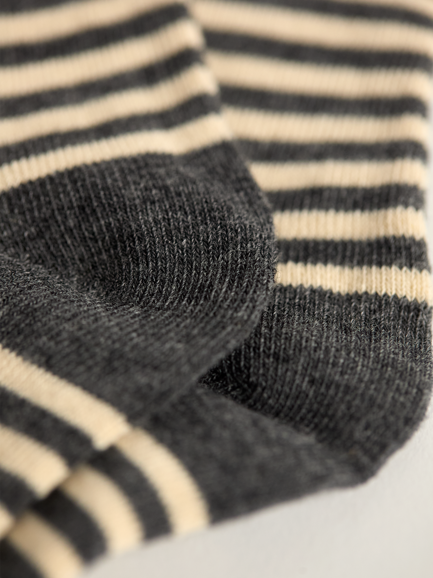 Grey/ White Striped Crew Socks