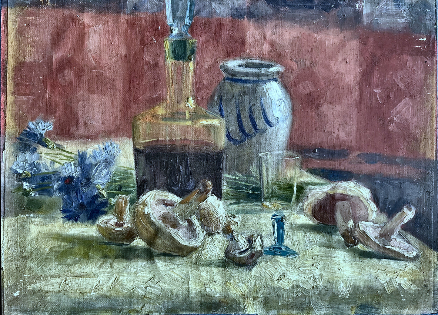Vintage Still Life With Mushrooms Painting
