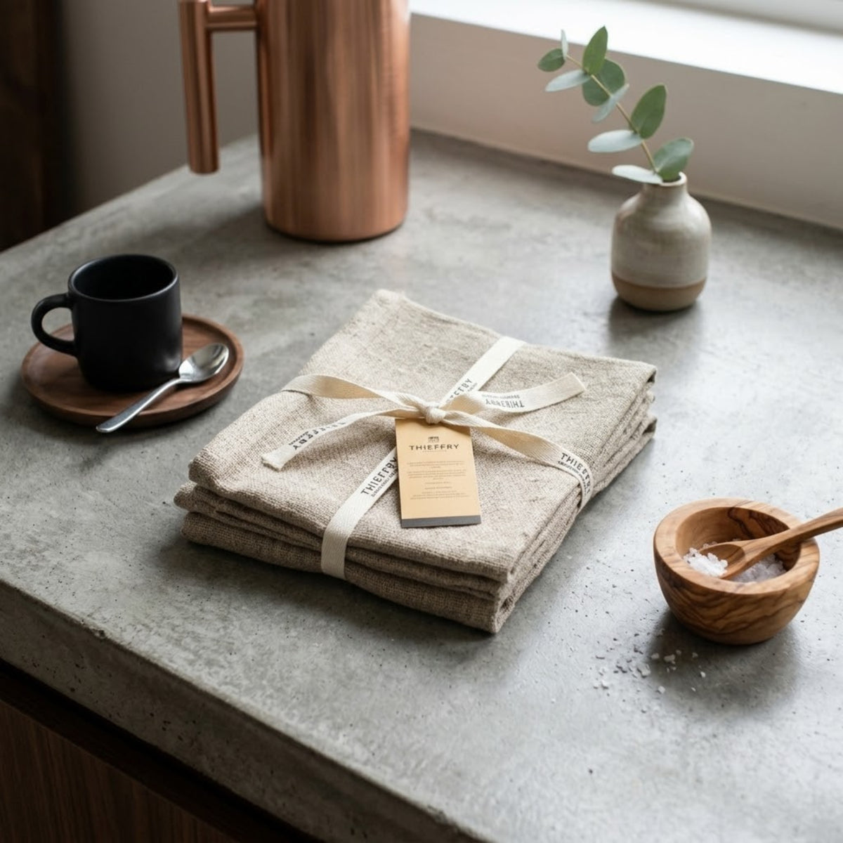 Thieffry Belgian Linen Napkins, Raw Natural, Set of 4