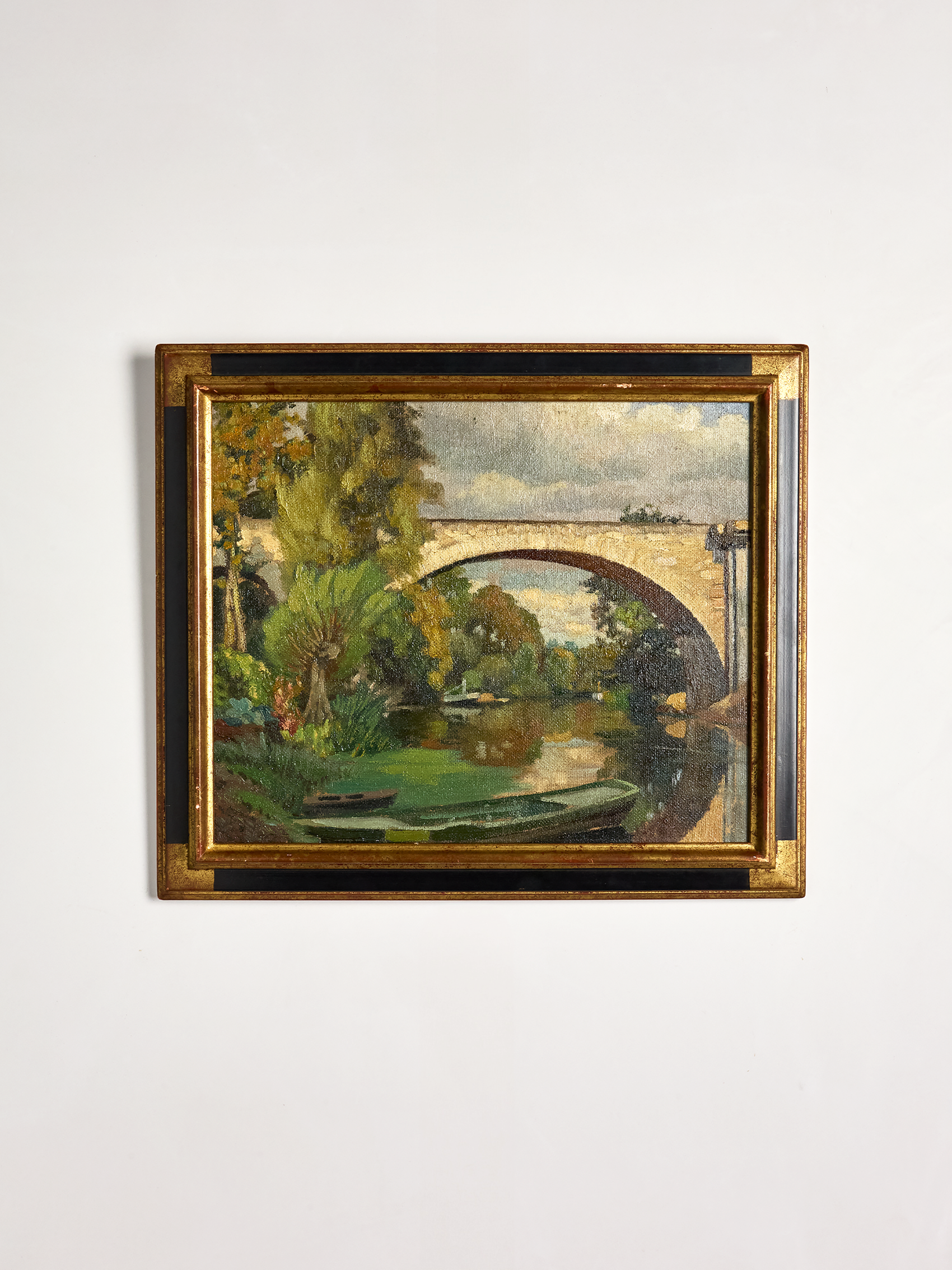 Vintage French Bridge Painting