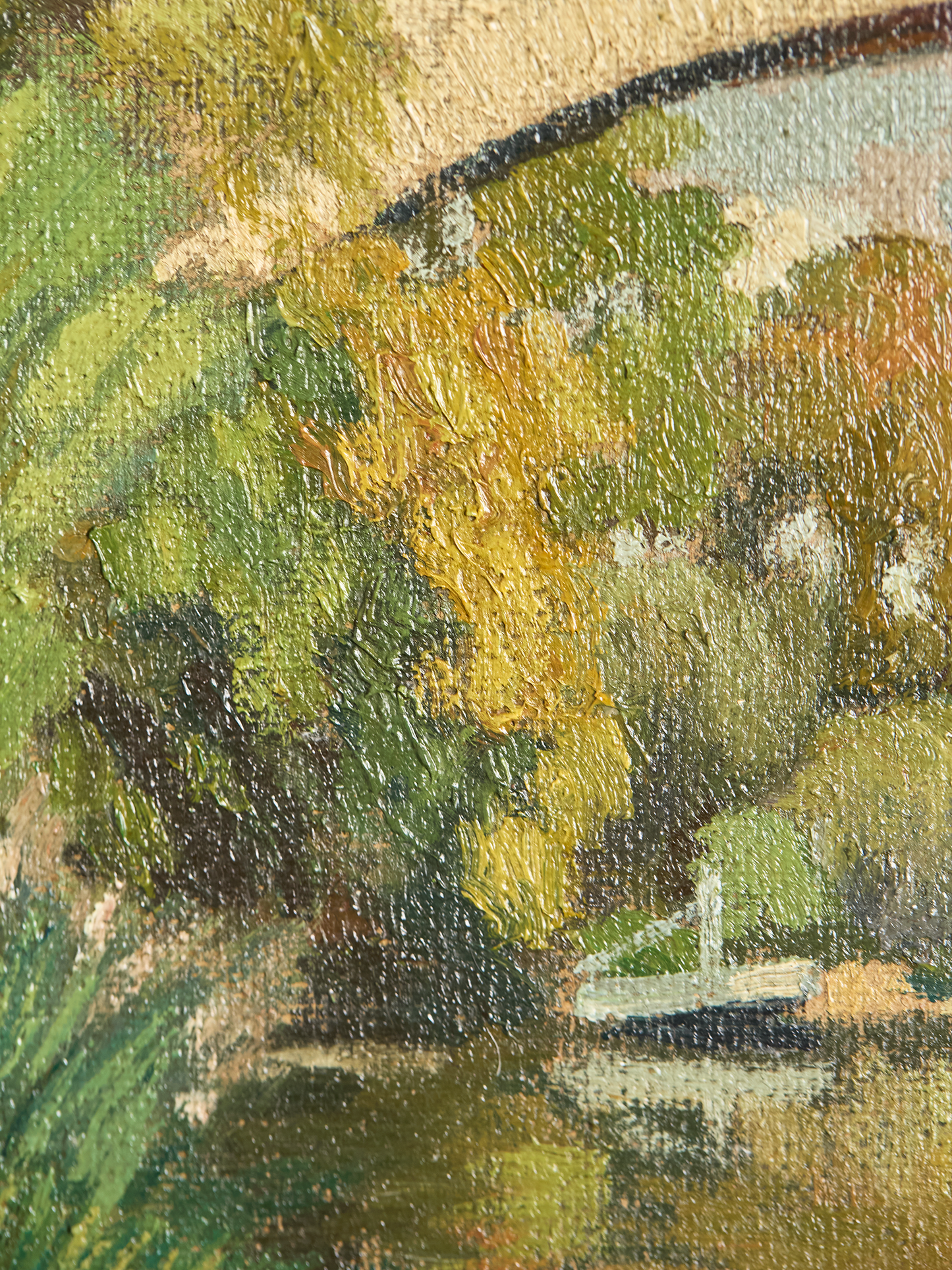 Paint strokes details in Vintage French Bridge Painting