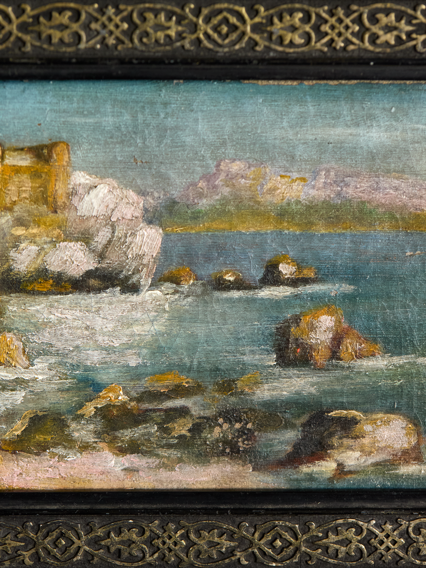 Vintage French Framed Seascape Painting
