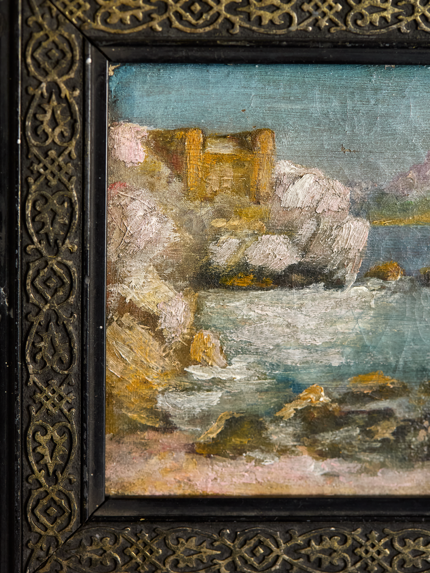 Vintage French Framed Seascape Painting