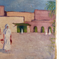 Artist signature on Vintage French Pink Houses Landscape Painting