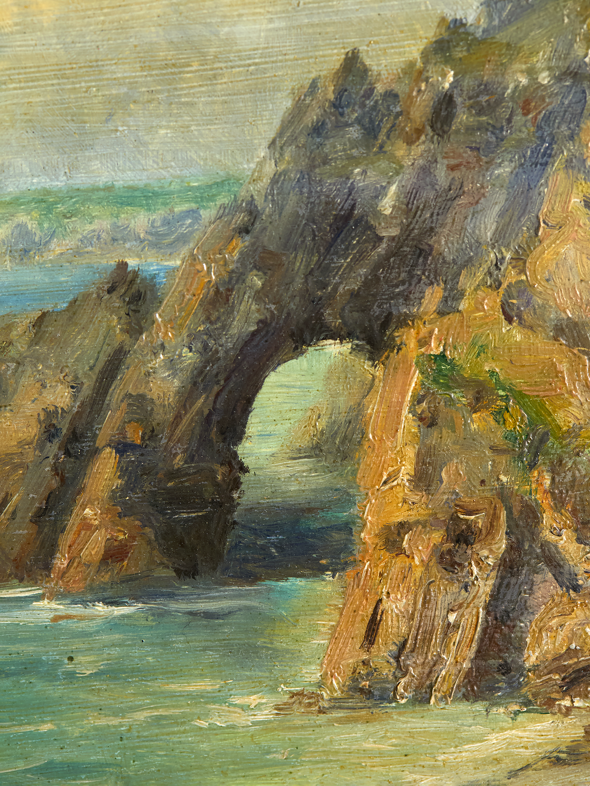 Detailed sea arches in Vintage French Sea Arch Painting