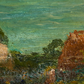 Close up details of Vintage French Sea Arch Painting