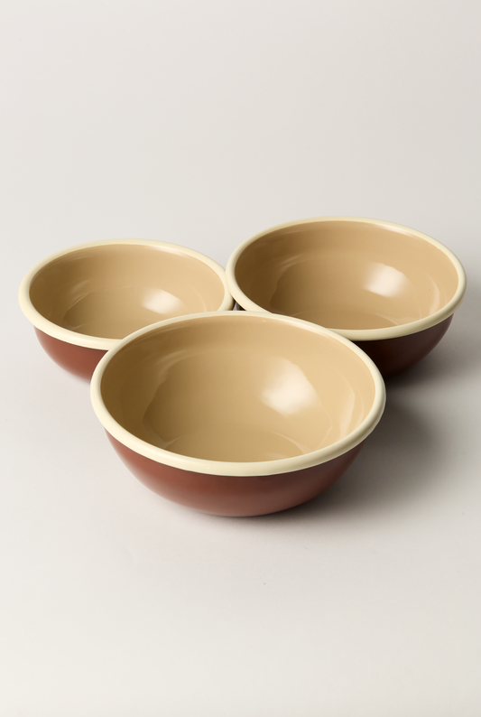 Enamel Bowl Set, Chestnut