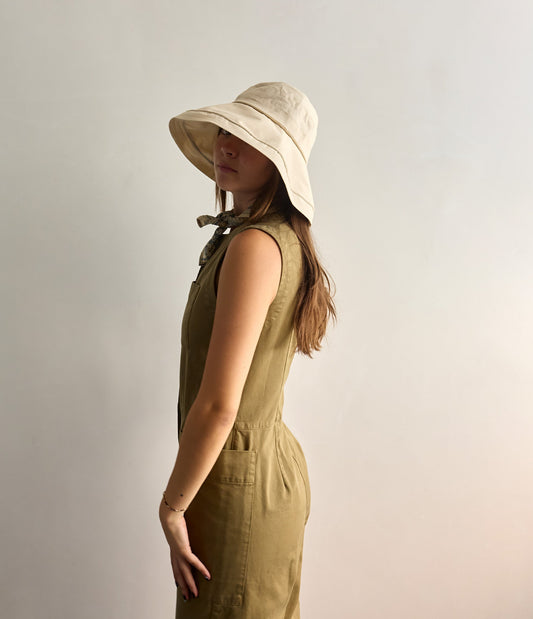 Cotton Bucket Hat, Ecru