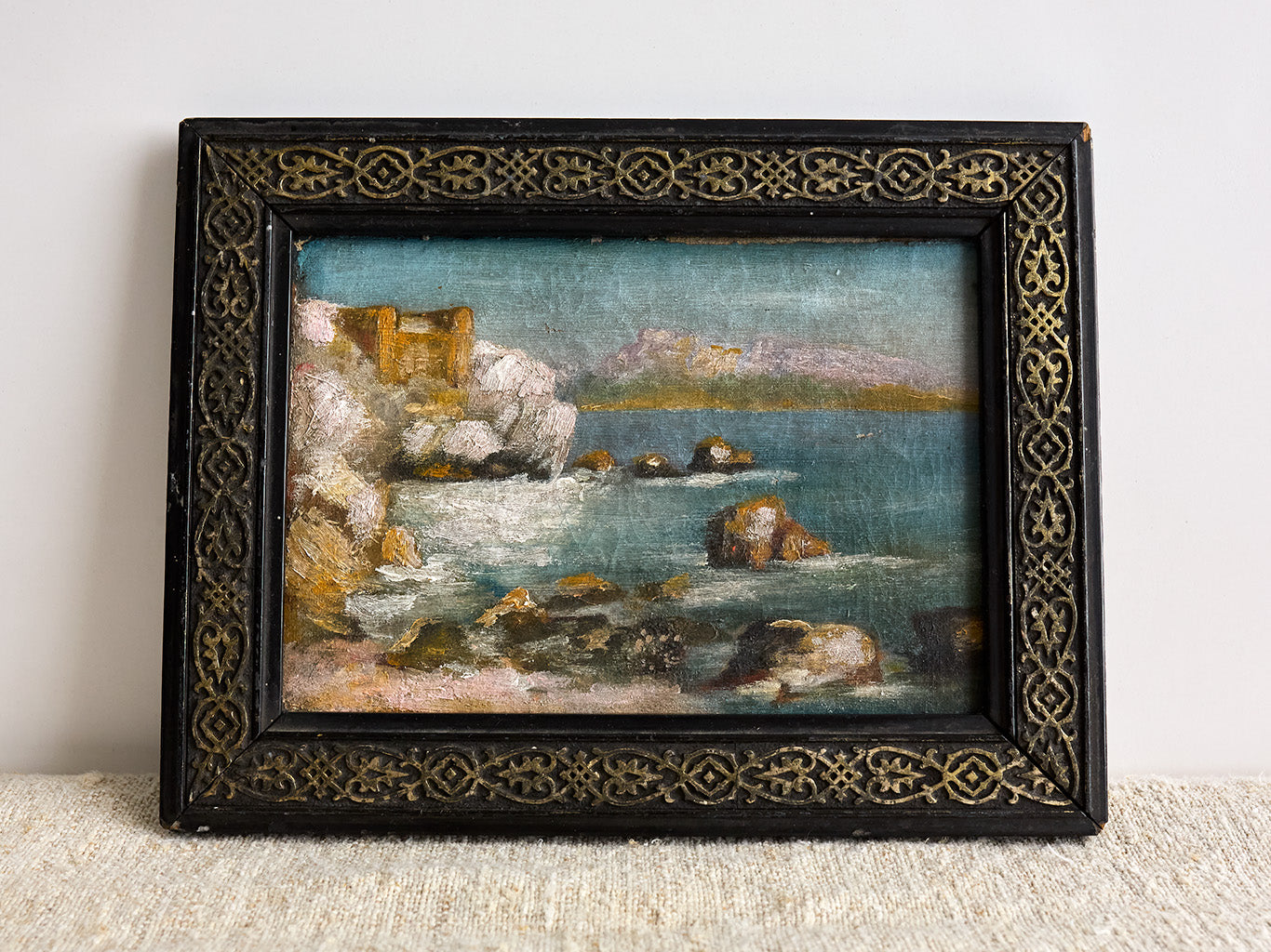 Vintage French Framed Seascape Painting