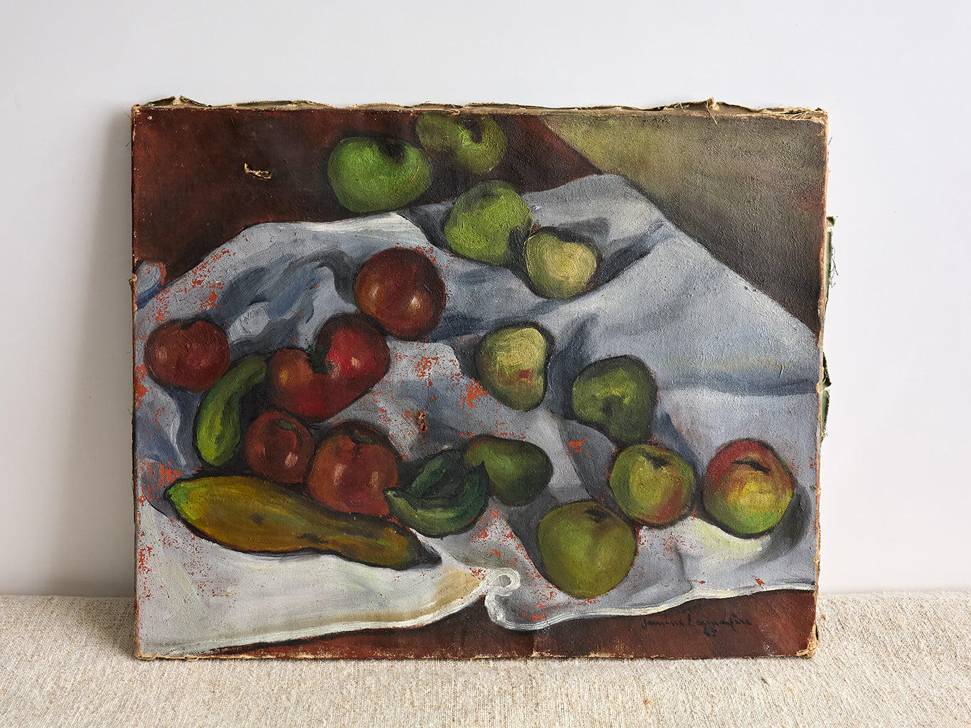 Vintage French Apples Still Life Painting