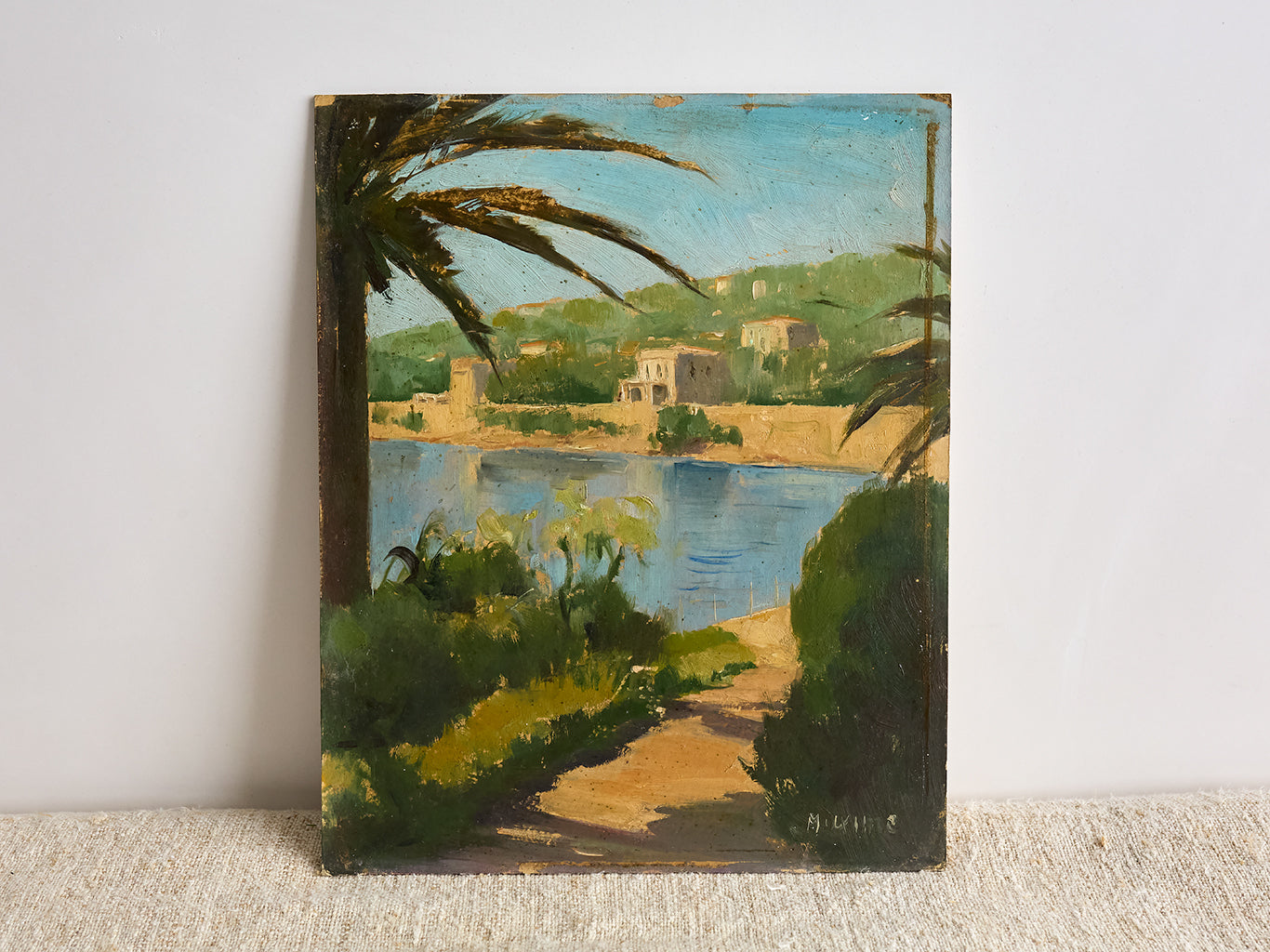 Vintage French Palm Painting