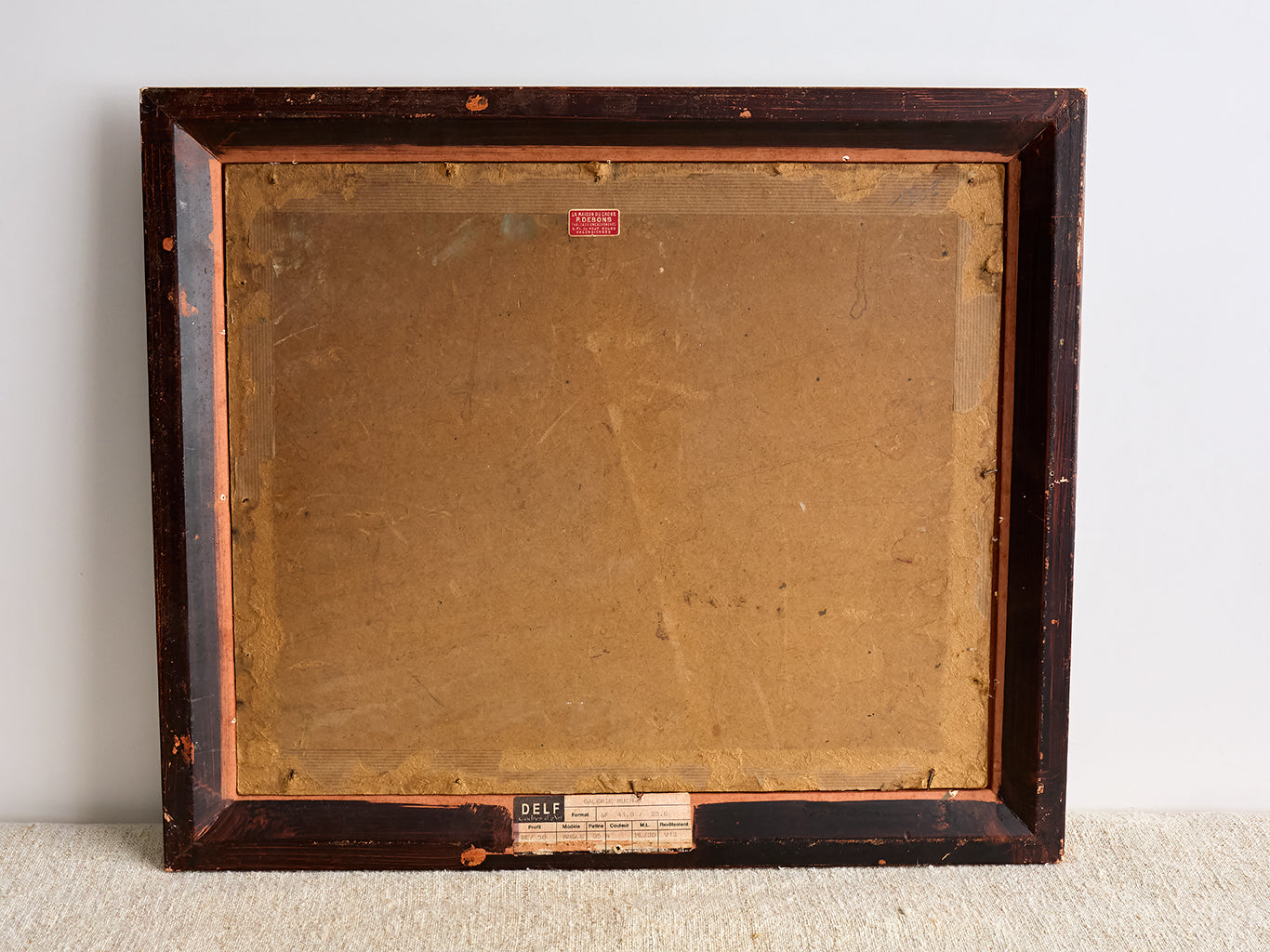 Vintage French Bridge Painting back of painting with frame