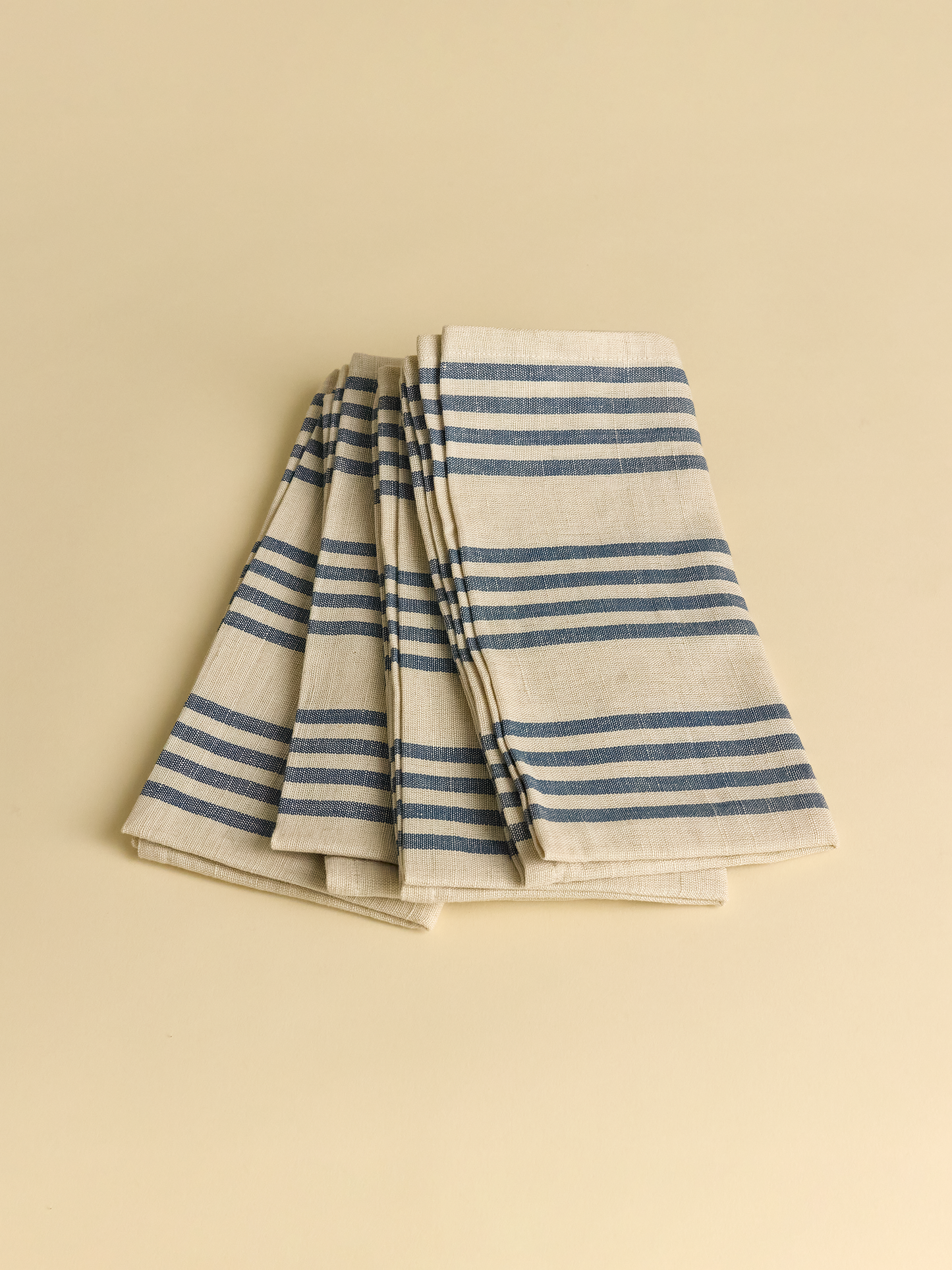 Garza Marfa Blue Stripe Linen Cotton Napkins - Set of 4