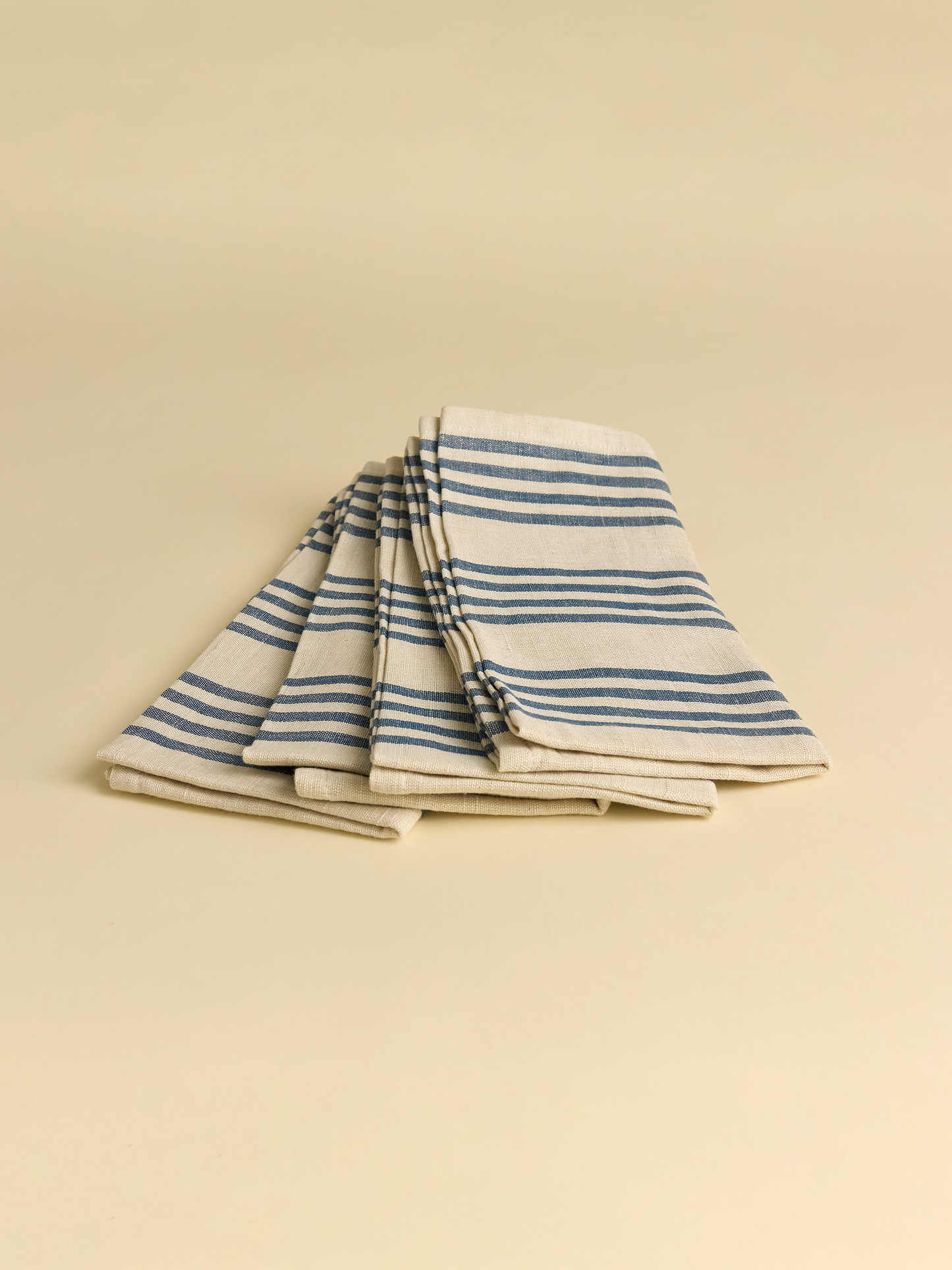 Garza Marfa Blue Stripe Linen Cotton Napkins - Set of 4