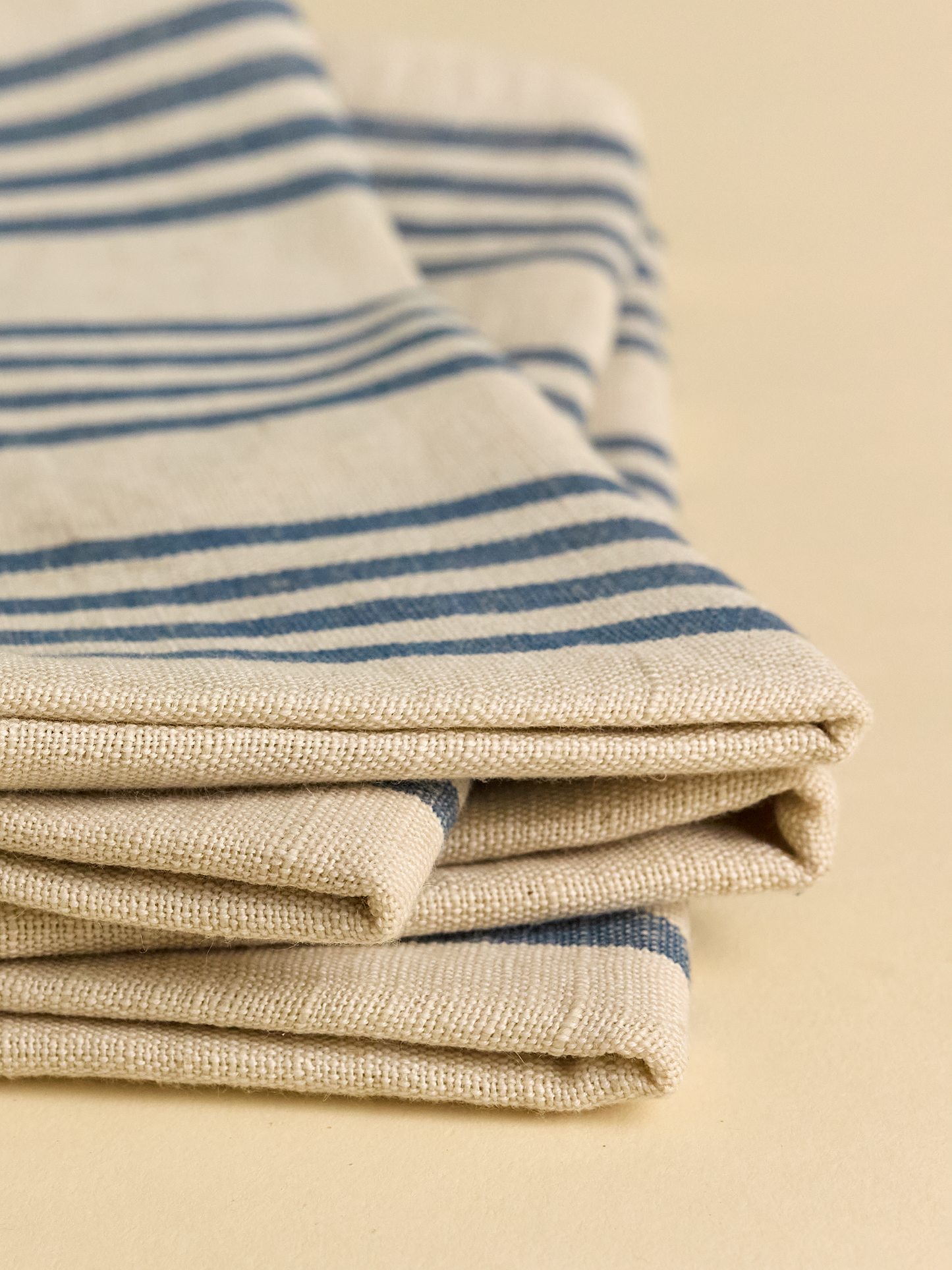 Garza Marfa Blue Stripe Linen Cotton Napkins - Set of 4