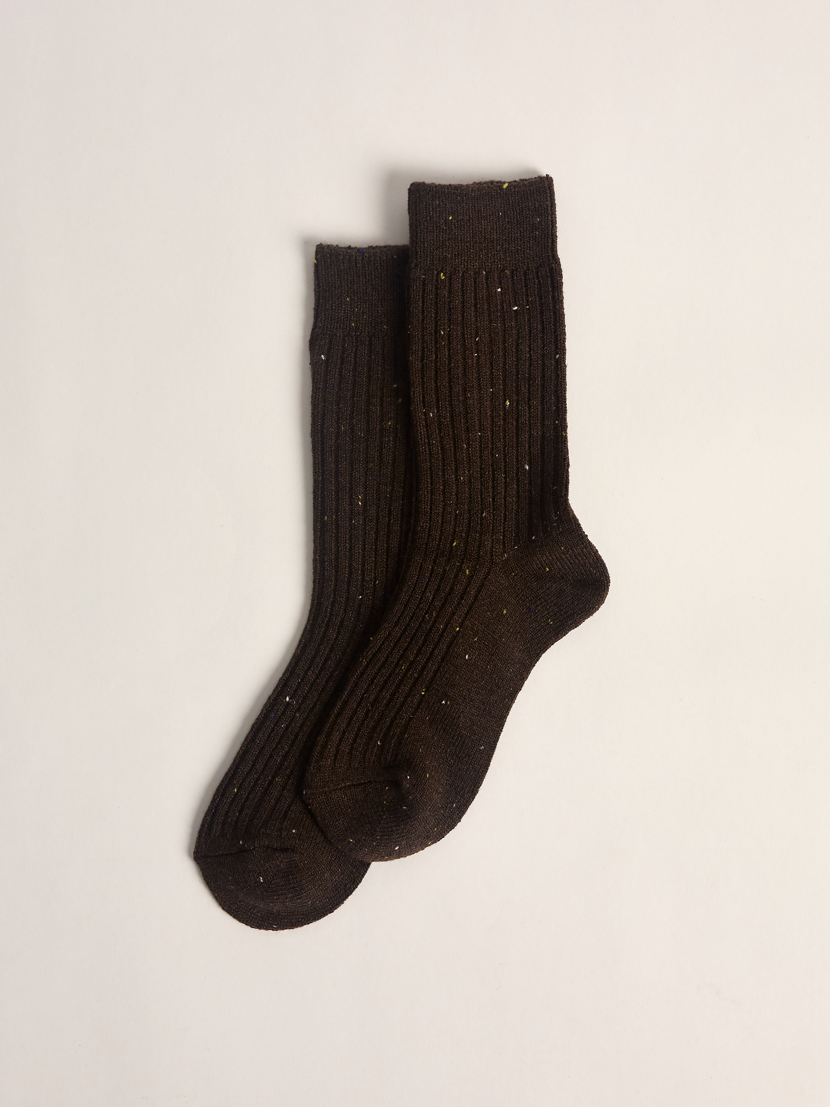 Speckled Wool Blend Socks, Brown