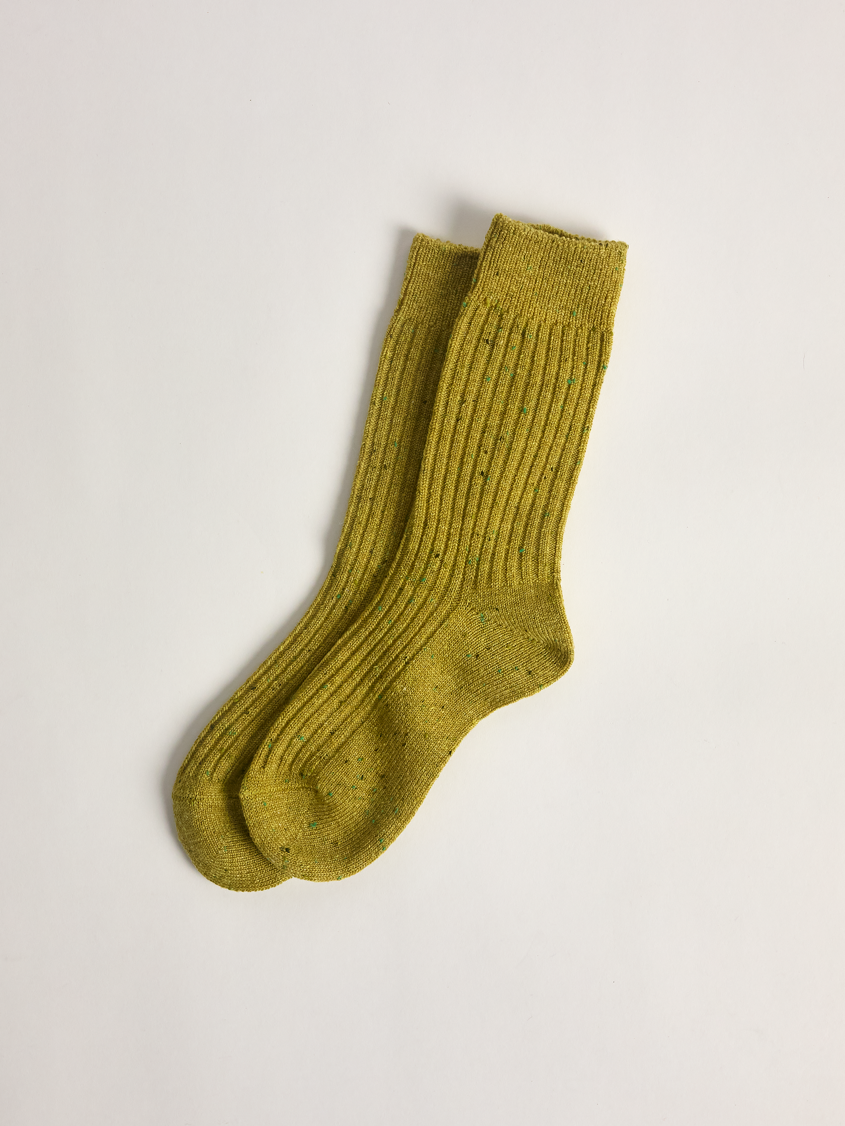 Speckled Wool Blend Socks, Chartreuse