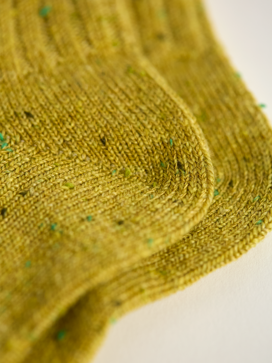 Speckled Wool Blend Socks, Chartreuse