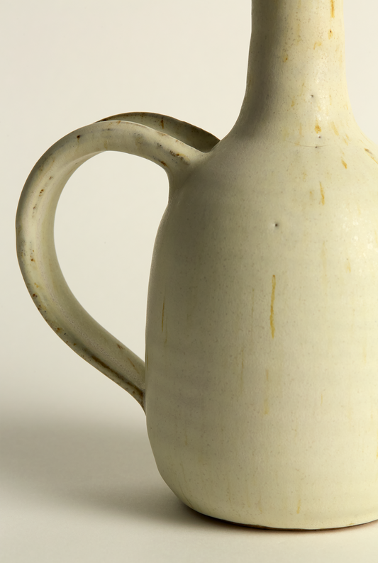 Olive Oil Carafe, White w/Handle Med.