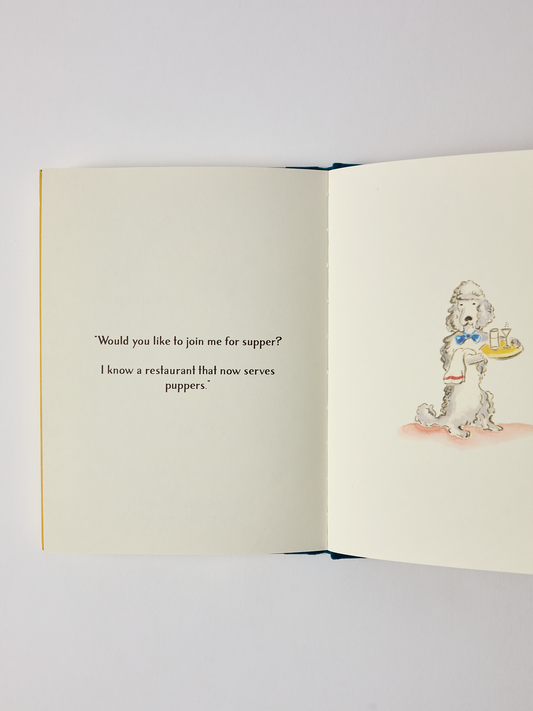 Book titled 'A Small Dog Story'  with a cartoon dog and text on a white background