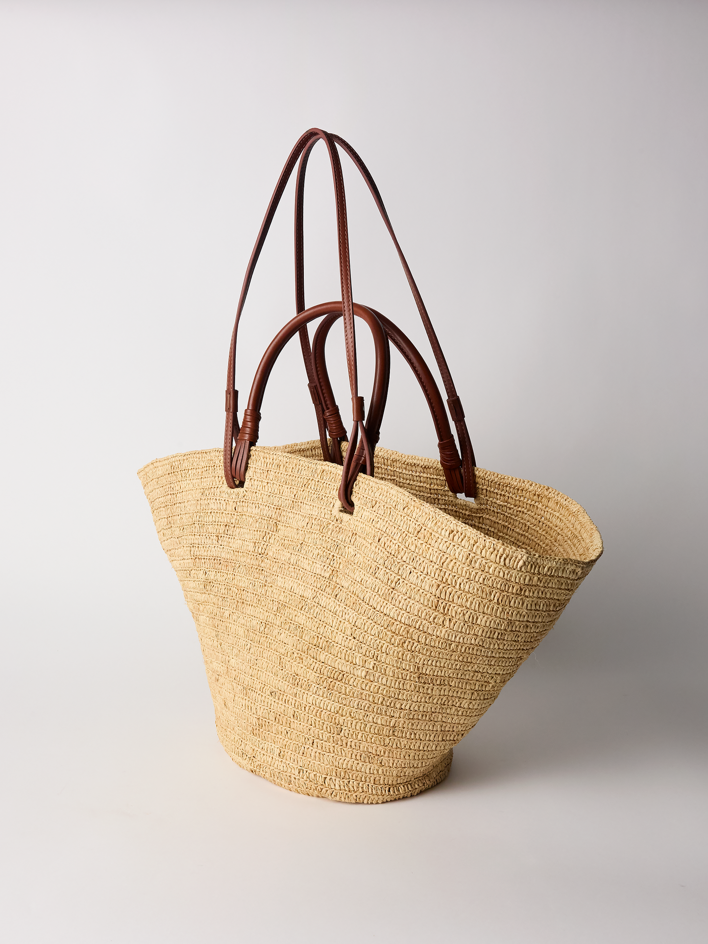 Raffia Tote with Leather Handles