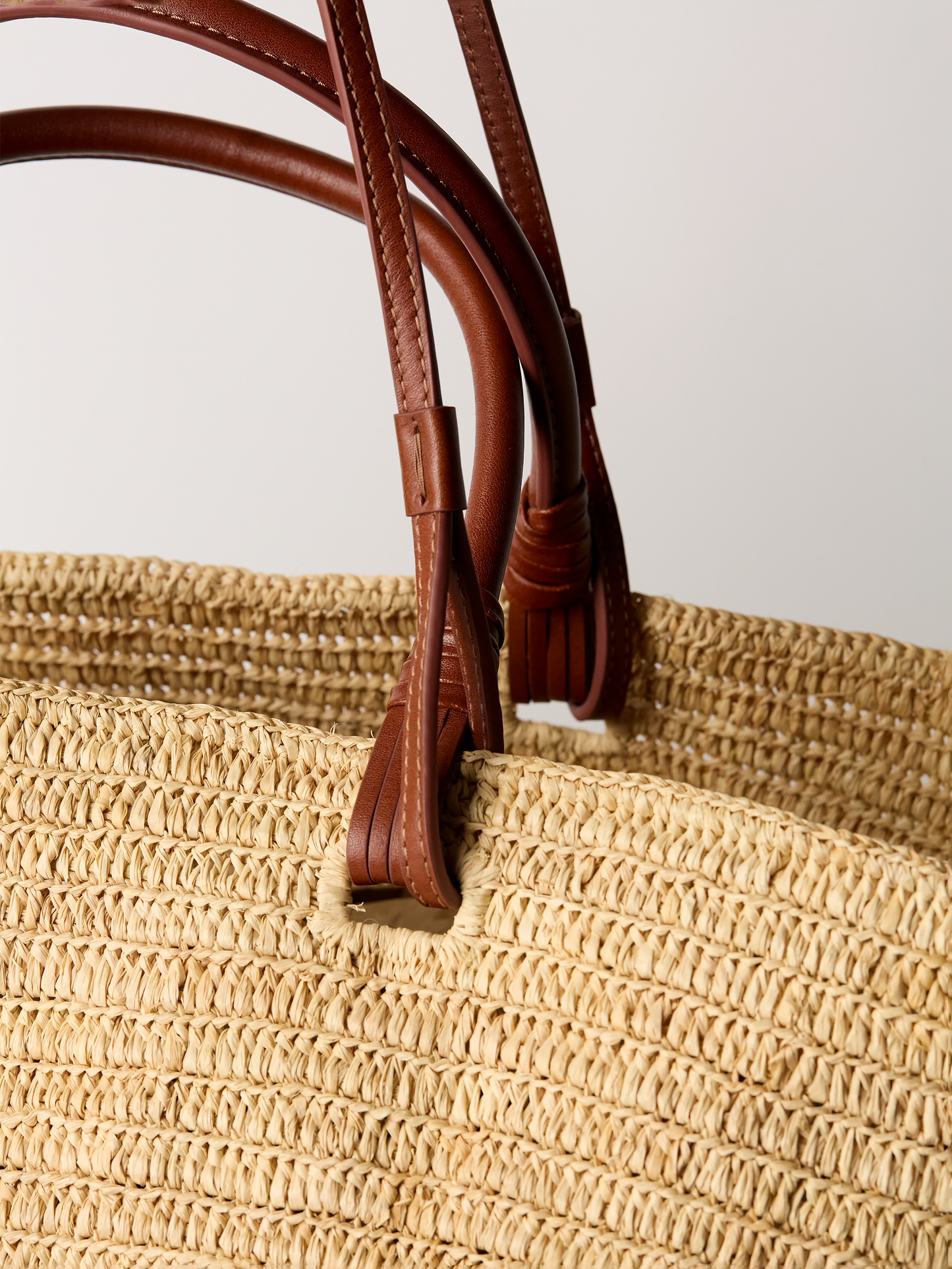 Raffia Tote with Leather Handles