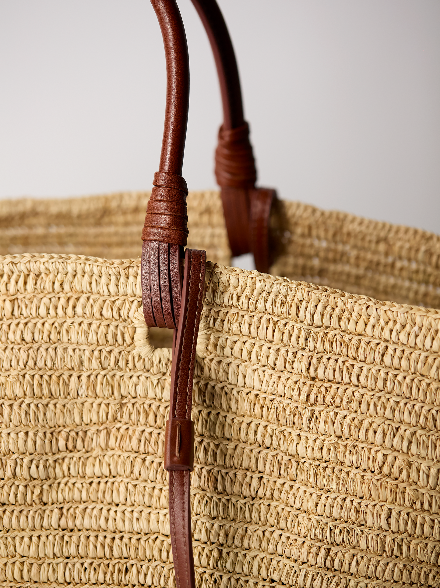 Raffia Tote with Leather Handles