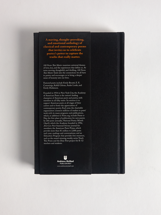 back cover Book titled '100 Poems That Matter' 