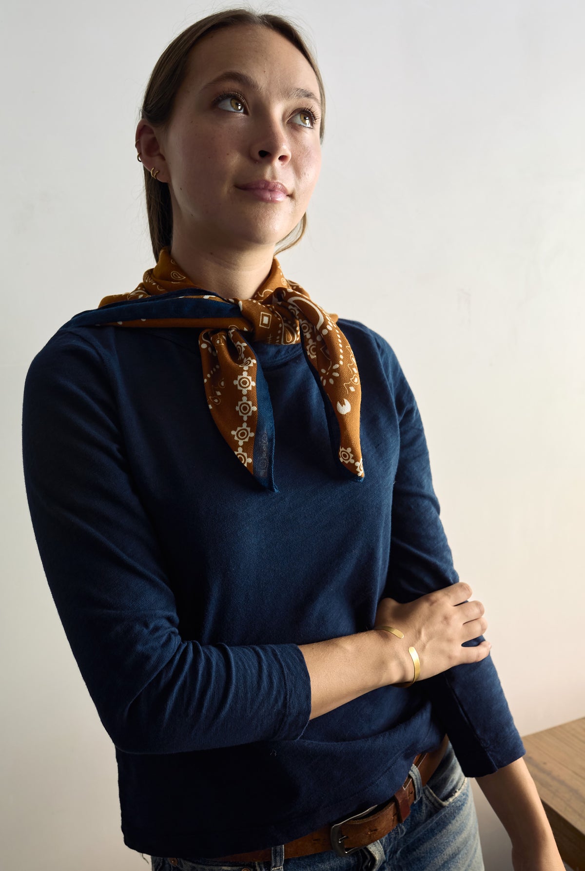 Ochre Paisley Neck Scarf