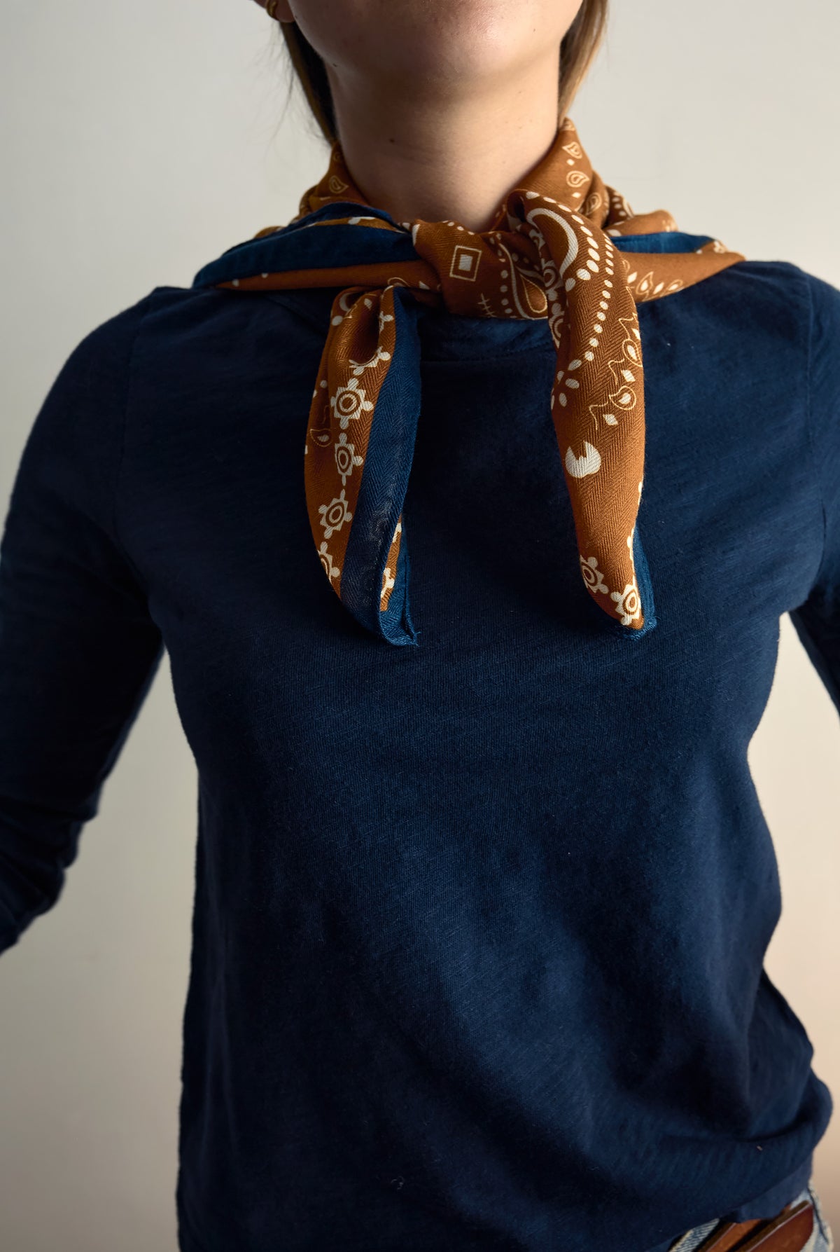 Ochre Paisley Neck Scarf