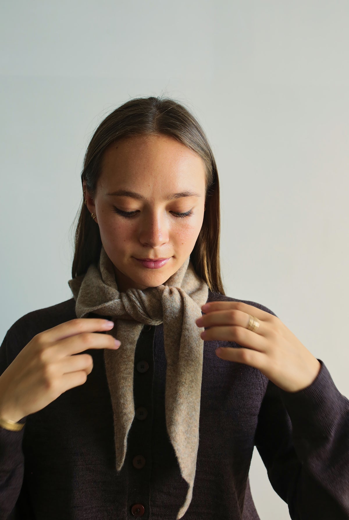 Wool Blend Cravat, Camel