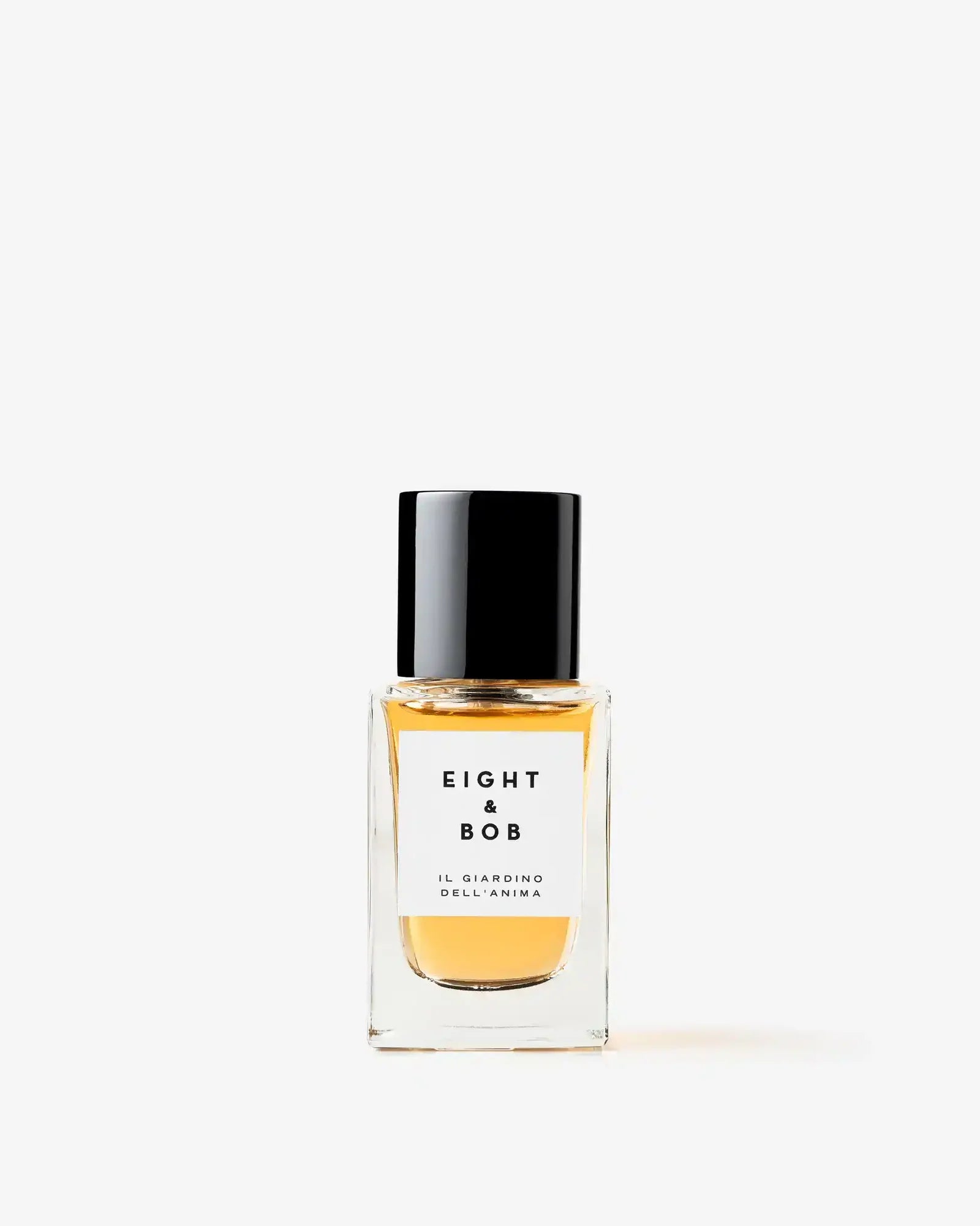 Eight & Bob Il Giardio Dell'Anima perfume 30ml bottle  with black cap and yellow label on a white background